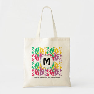 JESUS BORN VOOR DIE Holly Pattern Monogram Tote Bag