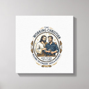 Jesus Bouwvakker T-shirt Christelijke Grafiek_ Canvas Afdruk