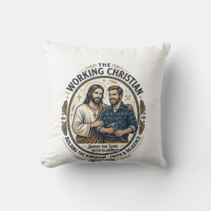 Jesus Bouwvakker T-shirt Christelijke Grafiek_ Kussen