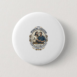 Jesus Bouwvakker T-shirt Christelijke Grafiek_ Ronde Button 5,7 Cm