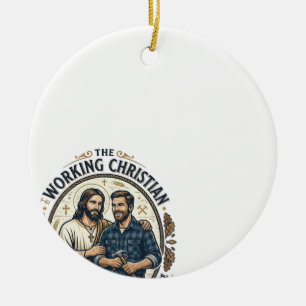 Jesus Bouwvakkerstrui Christelijke Grafiek_ Keramisch Ornament