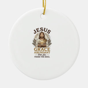 Jesus Bowling Vintage T-shirt Christelijke Grafiek Keramisch Ornament