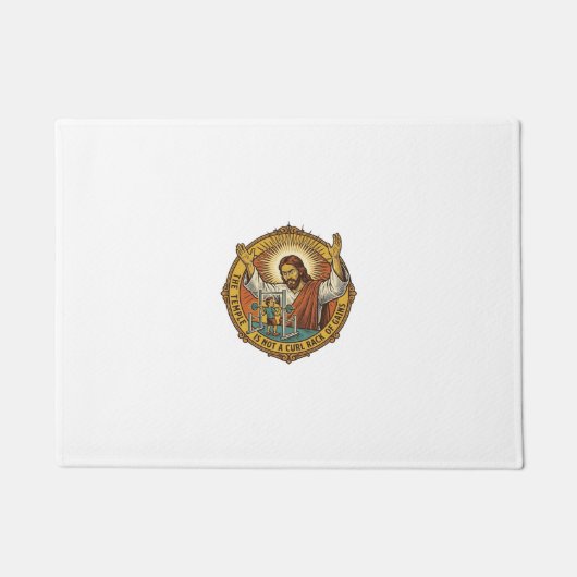 Jesus Boze Biceps Curls Squat Rack Gym Ergernis H Deurmat (Voorkant)