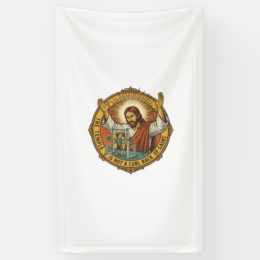 Jesus Boze Biceps Curls Squat Rack Gym Ergernis H Spandoek (Verticaal)