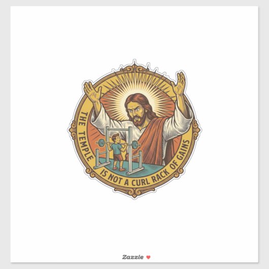 Jesus Boze Biceps Curls Squat Rack Gym Ergernis H Sticker (Vel)