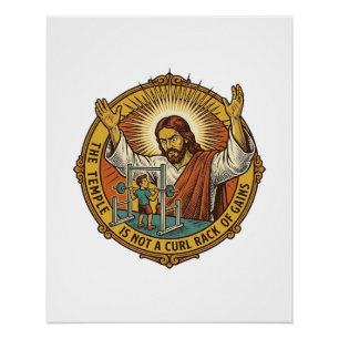 Jesus Boze Biceps Squat Rack Gym Irritatie H Perfect Poster