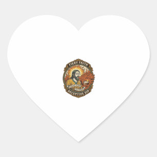 Jesus Brandende Mond Superhete Feestdip Humor_1 Hart Sticker