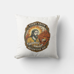 Jesus Brandende Mond Superhete Feestdip Humor_1 Kussen