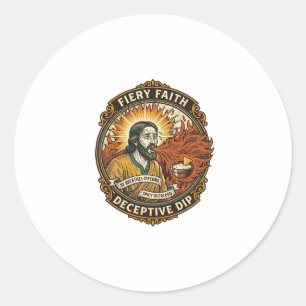Jesus Brandende Mond Superhete Feestdip Humor_1 Ronde Sticker