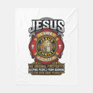 Jesus Brandweerman Vintage Christelijk Geloof T-sh Fleece Deken