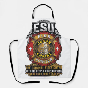 Jesus Brandweerman Vintage Christelijk Geloof T-sh Schort