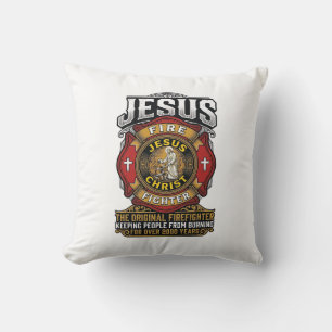 Jesus Brandweerman Vintage Christelijk Gelooft Shi Kussen