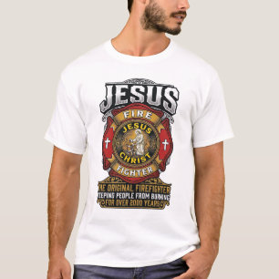 Jesus Brandweerman Vintage Christelijk Gelooft Shi T-shirt