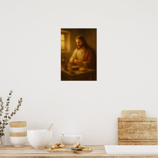 Jesus Breaking Bread Poster (Keuken)