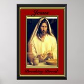 Jesus Breaking Bread Red Lijst Poster (Voorkant)