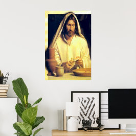 Jesus Breaking Bread Vintage poster