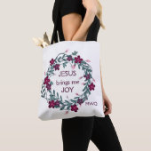 JESUS BRINGT ME VREUGDE Bloemige Monogram Tote Bag (Dichtbij)