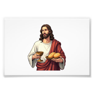 Jesus Brood Wijn Vintage Gravure T-shirt 2 Foto Afdruk