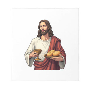 Jesus Brood Wijn Vintage Gravure T-shirt 2 Notitieblok