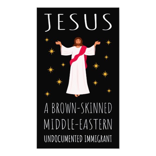 Jesus Brown-skinned ongedocumenteerde immigrant I Foto Afdruk (Voorkant)