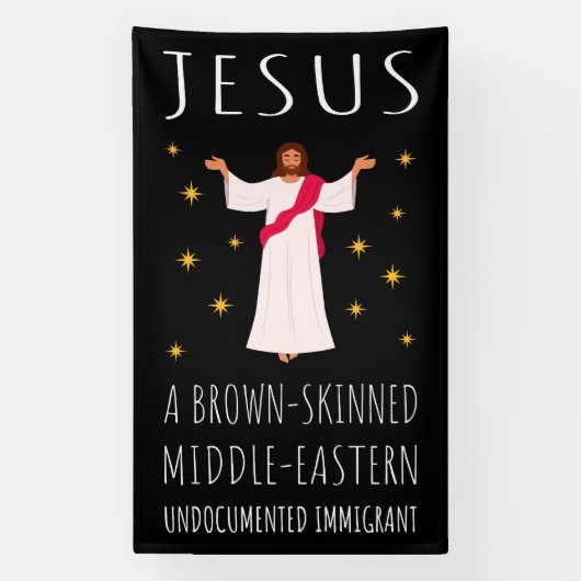 Jesus Brown-skinned ongedocumenteerde immigrant I Spandoek (Verticaal)