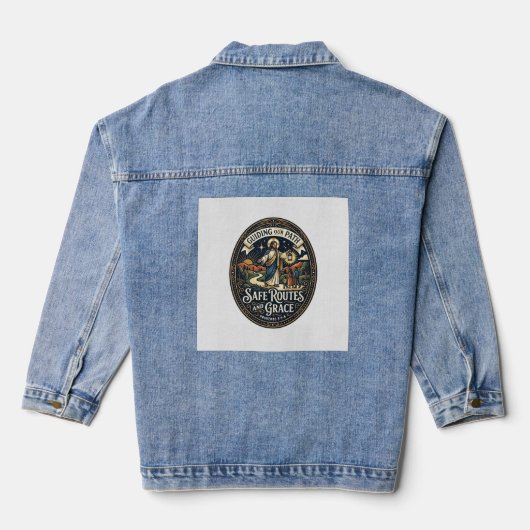 Jesus Buschauffeur Openbaarvervoerwerker T-shirt O Denim Jacket (Achterkant)