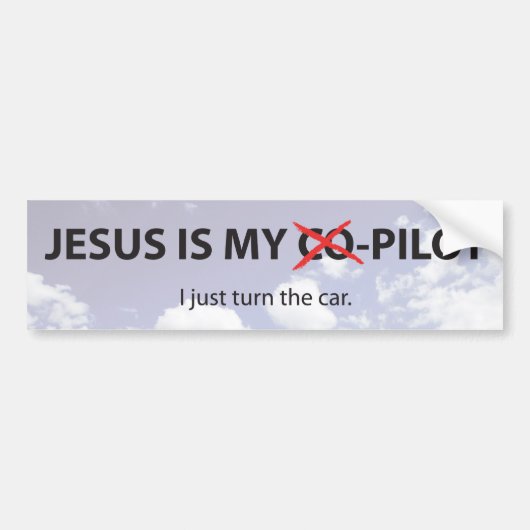 Jesus-C-o-Pilot Bumpersticker (Voorkant)
