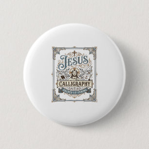 Jesus-calligrafie Heilige lettertypografie Jezus C Ronde Button 5,7 Cm