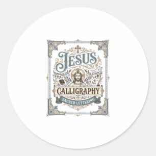 Jesus-calligrafie Heilige lettertypografie Jezus C Ronde Sticker