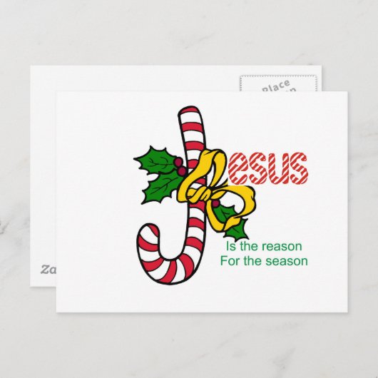 Jesus Candy Cane Briefkaart (Voorkant / Achterkant)