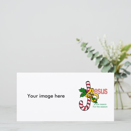 Jesus Candy Cane Photo Card Feestdagenkaart (Staand voorkant)