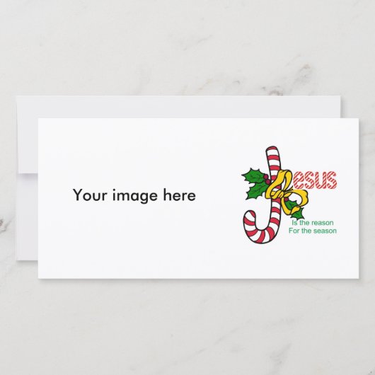 Jesus Candy Cane Photo Card Feestdagenkaart (Voorkant)
