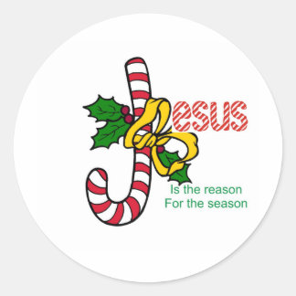 Jesus Candy Cane Ronde Sticker