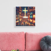 Jesus Cares - Premium Wrapped Canvas (Glans) Afdruk (Insitu (Woonkamer))