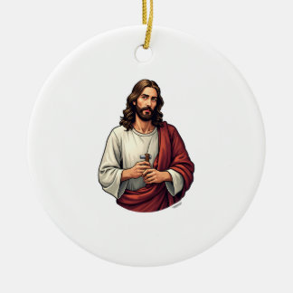 Jesus Carpenter Mark Vintage Engraving Tee 2 Keramisch Ornament