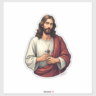 Jesus Carpenter Mark Vintage Engraving Tee 2 Sticker