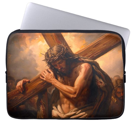 Jesus Carries The Cross Laptop Case (Voorkant)