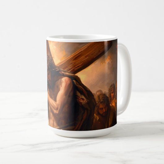 Jesus Carries The Cross Mug Koffiemok (Voorkant rechts)