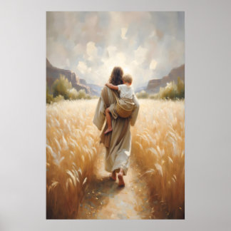 Jesus Carrying Child Jesus and Boy Jesus and Kids  Poster