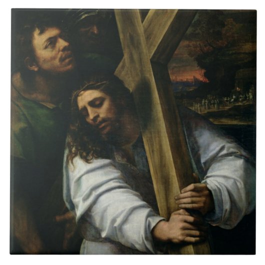 Jesus Carrying the Cross, c.1535 (olie op het pane Tegeltje (Voorkant)