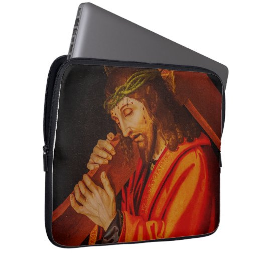 Jesus carrying the cross laptop case (Voorkant Rechts)