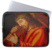 Jesus carrying the cross laptop case (Voorkant)