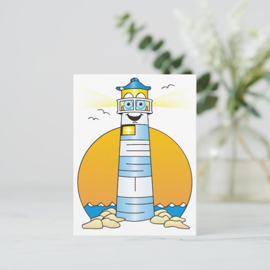 Jesus Cartoon Lighthouse Briefkaart (Staand voorkant)
