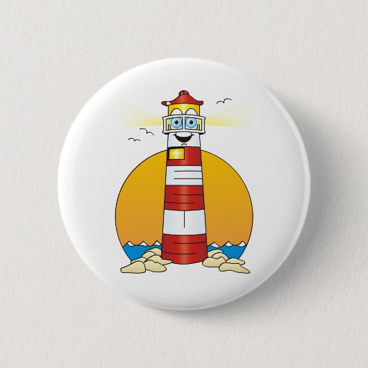 Jesus Cartoon Lighthouse Ronde Button 5,7 Cm (Voorkant)