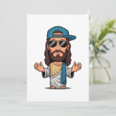 Jesus cartoon swag feestdagenkaart (Staand voorkant)