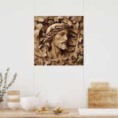 Jesus Carving Art Poster (Keuken)