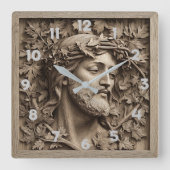 Jesus Carving Wall Clock Vierkante Klok (Voorkant)