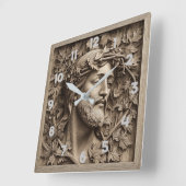 Jesus Carving Wall Clock Vierkante Klok (Hoek)