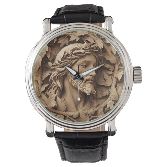 Jesus Carving Watch Horloge (Voorkant)