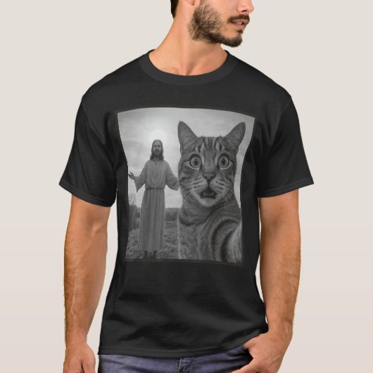 Jesus Cat Sie Funny Religious Meme Photo retro T-shirt (Voorkant)